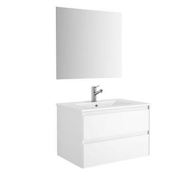 Eviva Bloom 28″ Matt White Bathroom Vanity with White Integrated Porcelain Sink Vanity Eviva